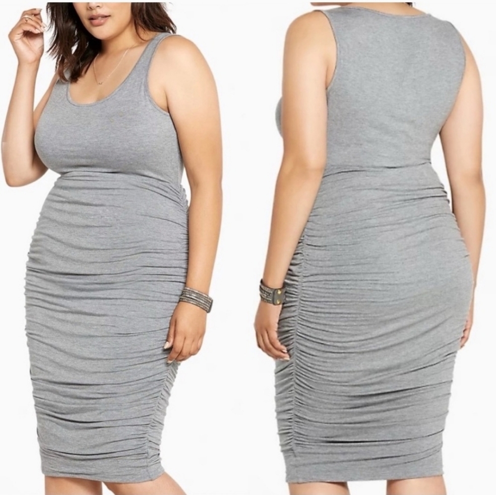 Size 3 Torrid Ruched Gray Sleeveless Dress